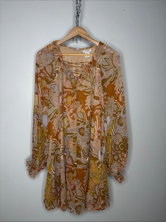 Haute Hippie Dresses & Skirts - Haute Hippie Paisley Long Sleeve Dress in Rust, Pink & Mustard